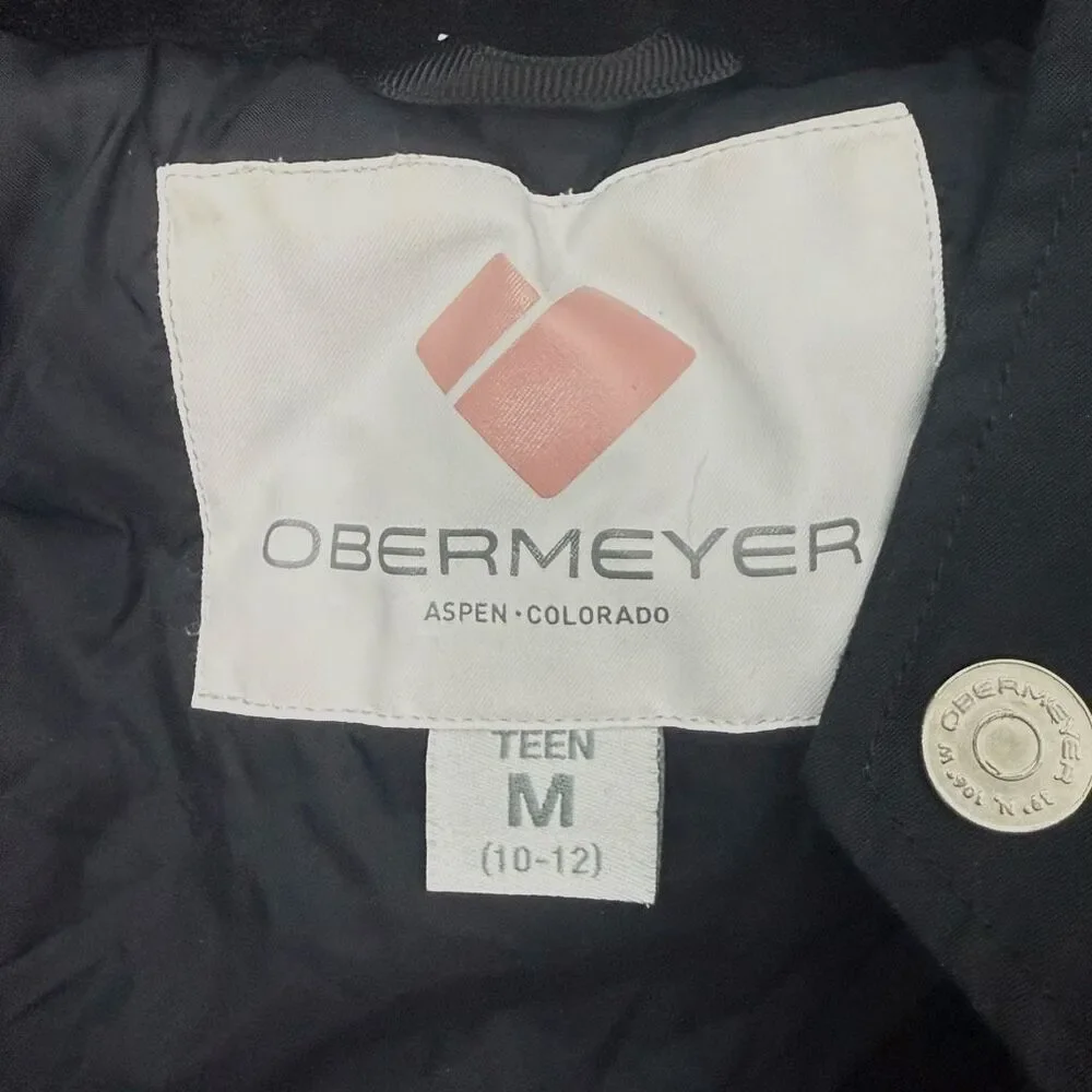 Obermeyer Girls' Tabor Ski Jacket in “Tell Me A Story” Print Pink Black Full Zip